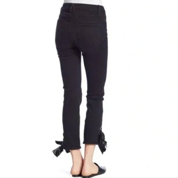 Good American Black Straight Ankle Ribbon Lace Tie Jeans, Size 14/32 - Picture 2 of 9